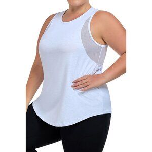 Plus Size Workout Tank Top Mesh Sleeveless Yoga T shirt Athletic Loose Fit